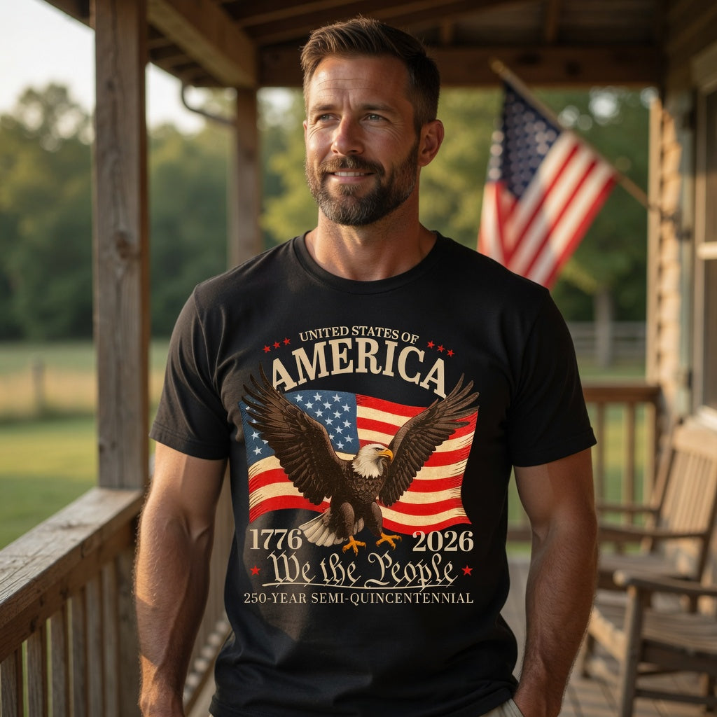 250 Years Semiquincentennial "We The People" 1776-2026 T-Shirt | Patriotic USA Flag Eagle Tee