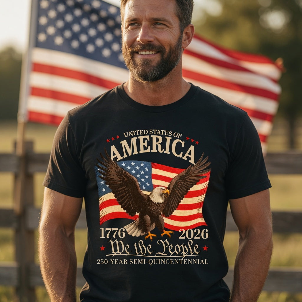 250 Years Semiquincentennial "We The People" 1776-2026 T-Shirt | Patriotic USA Flag Eagle Tee