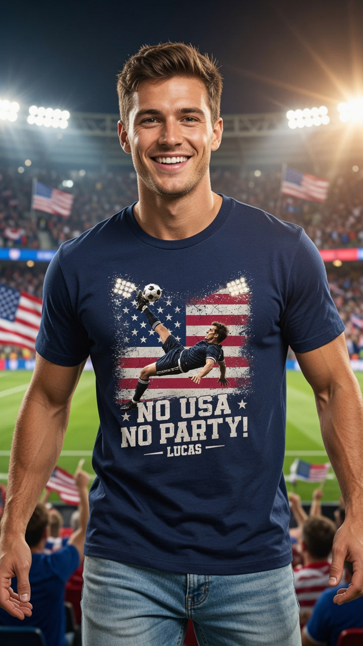 No USA No Party Personalized Soccer T-Shirt | USA Football Fan Gift for Men & Women