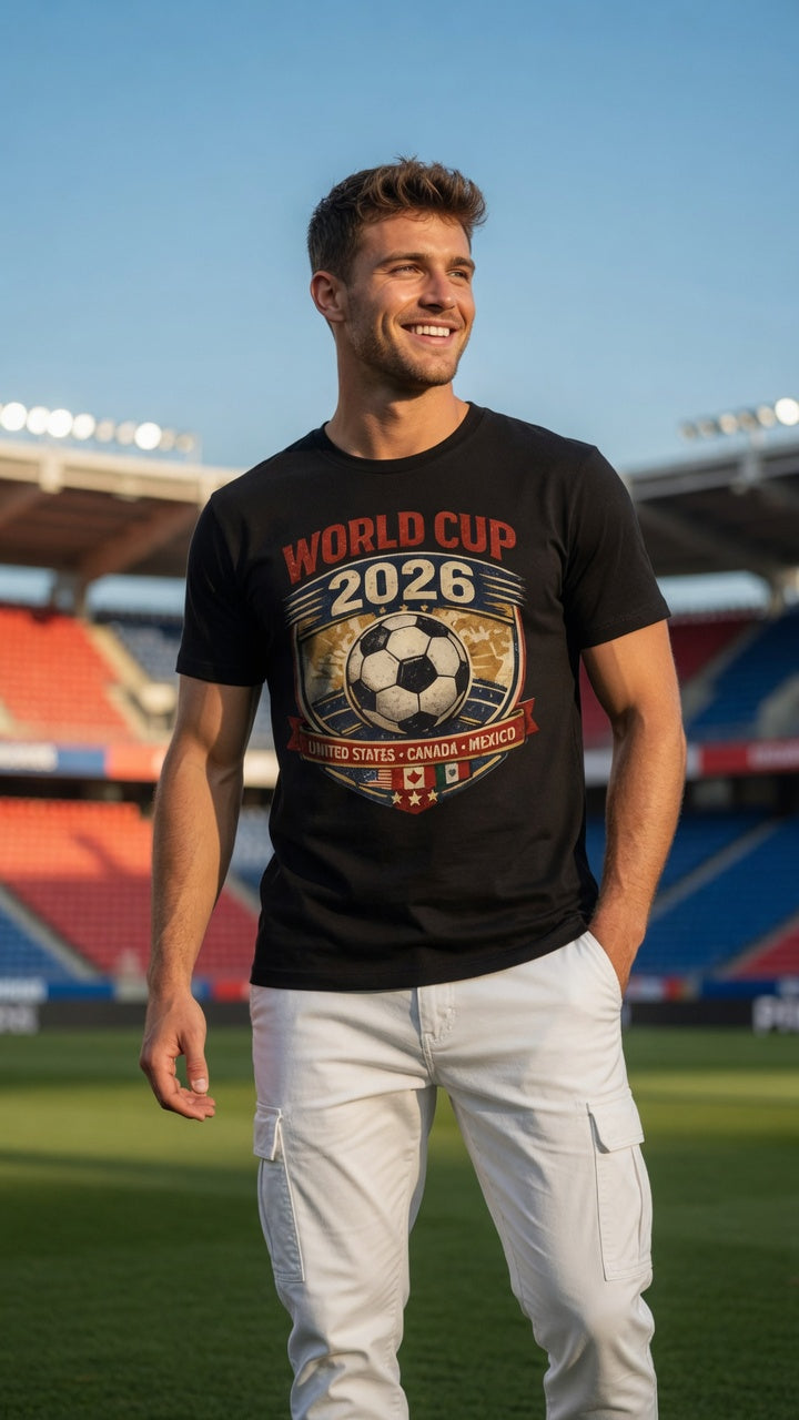 Soccer 2026 USA Canada Mexico World Cup T-Shirt | Retro Football Fan Graphic Tee