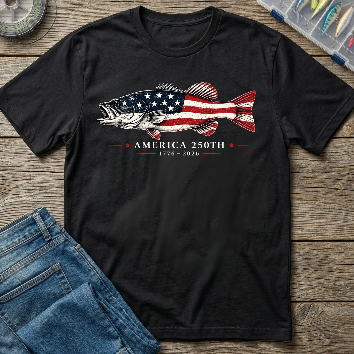 Bass 250 Year Anniversary USA T-Shirt | Premium Patriotic Fishing Tee