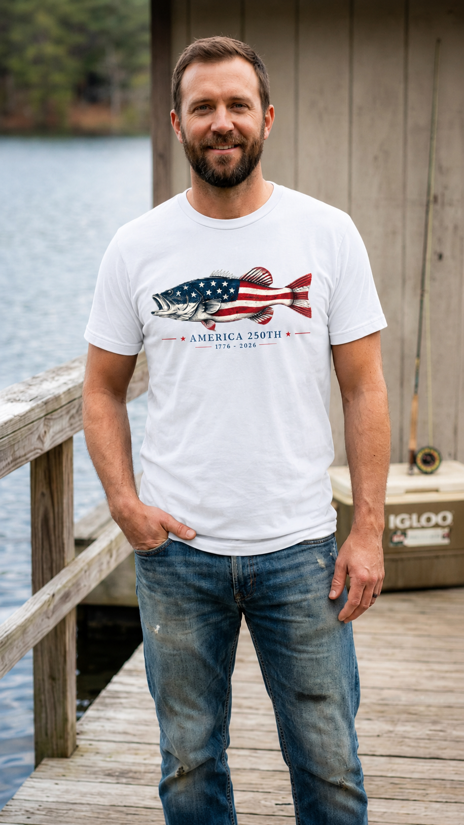 Bass 250 Year Anniversary USA T-Shirt | Premium Patriotic Fishing Tee