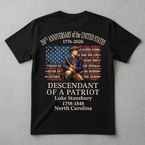 "We The People" 250th Anniversary Shirt - Patriot Descendant Backside Print T-Shirt